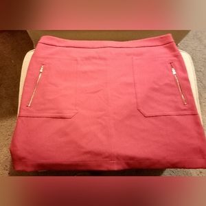 Loft SZ 18 Gorgeous Salmon Color Stretch Mini Skirt Plus Size With Pockets Fall